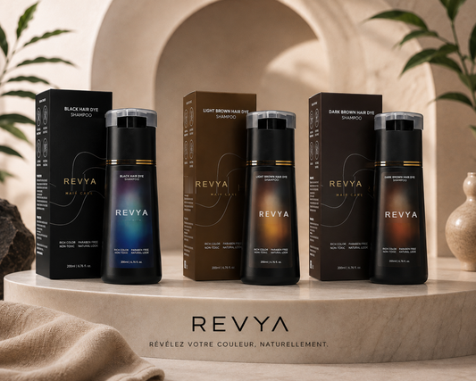 Revya Hair Dye Shampoo - Black, Light Brown, Dark Brown